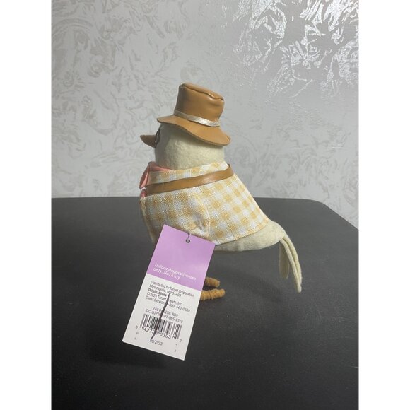 Decorative Spritz Fabric Bird In Hat & Glasses With Plaid Outfit For Home Decor - Picture 4 of 6